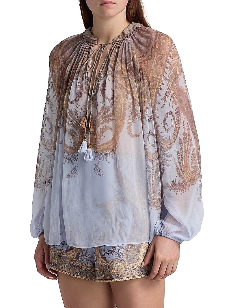 Hypnotic Billow Split-Neck Blouse
