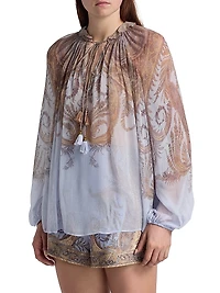 Hypnotic Billow Split-Neck Blouse