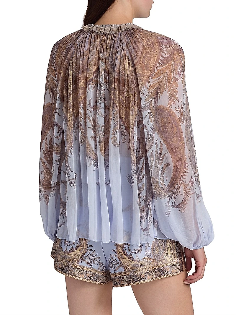 Hypnotic Billow Split-Neck Blouse