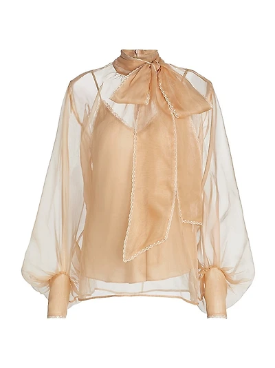 Memento Embroidered Silk Organza Blouse