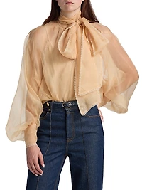 Memento Embroidered Silk Organza Blouse