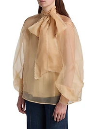 Memento Embroidered Silk Organza Blouse