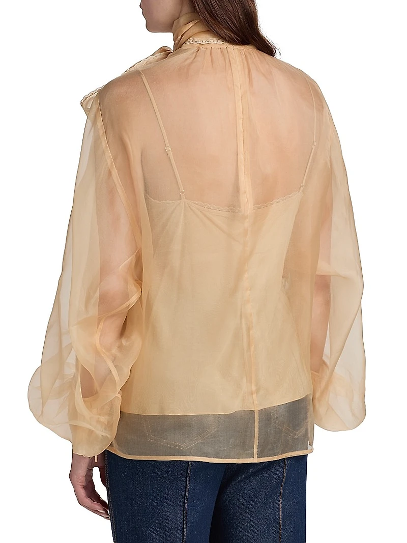 Memento Embroidered Silk Organza Blouse