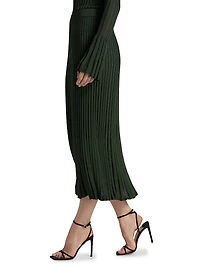 Pleated Ribbed Midi-Skirt
