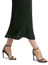 Pleated Ribbed Midi-Skirt