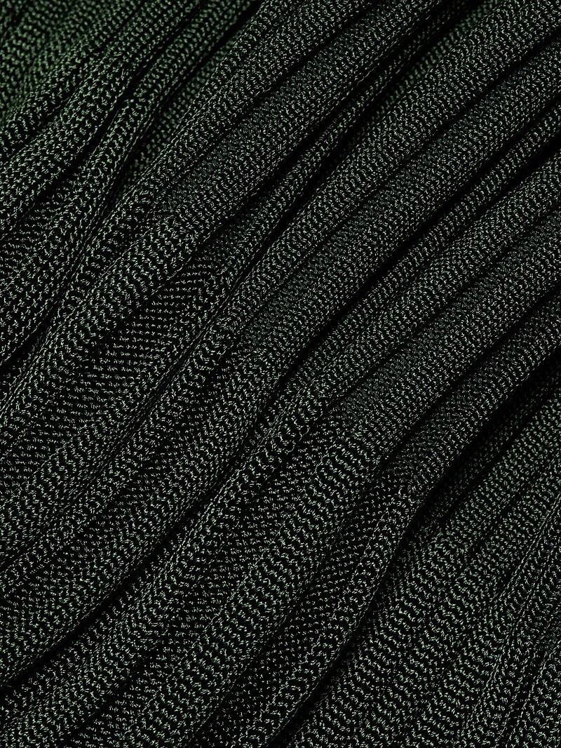 Pleated Ribbed Midi-Skirt