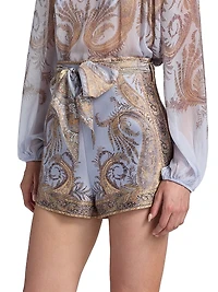 Hypnotic Silk-Blend Jacquard Tie-Waist Shorts