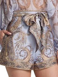 Hypnotic Silk-Blend Jacquard Tie-Waist Shorts