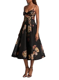Hypnotic Twist Linen-Silk Midi-Dress