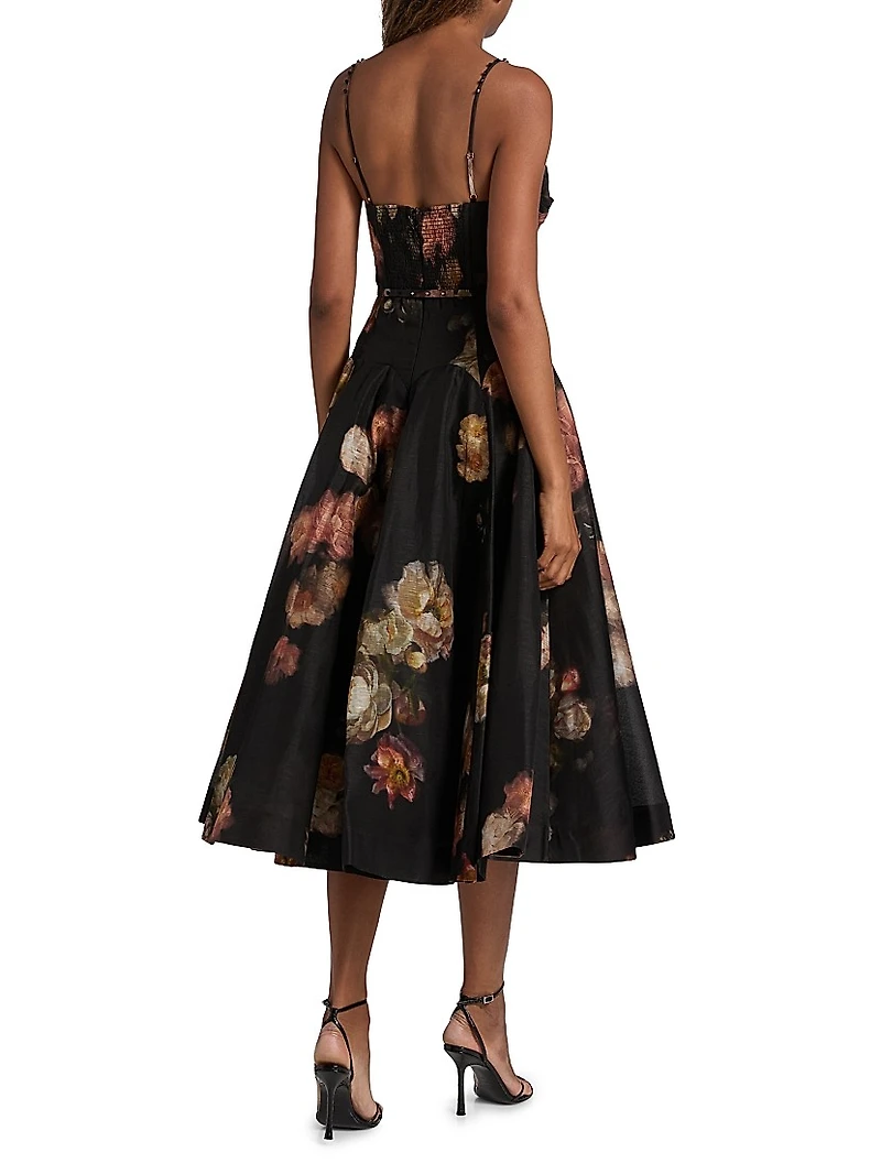 Hypnotic Twist Linen-Silk Midi-Dress