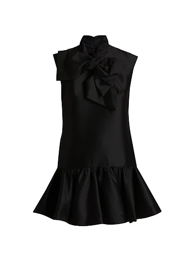 Hypnotic Wool-Silk Tieneck Minidress