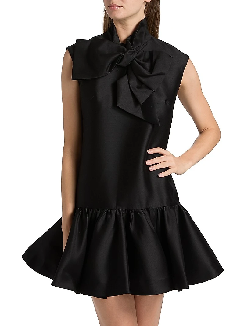 Hypnotic Wool-Silk Tieneck Minidress