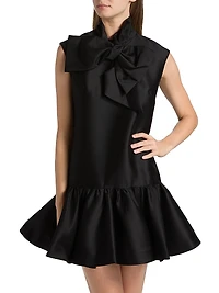 Hypnotic Wool-Silk Tieneck Minidress