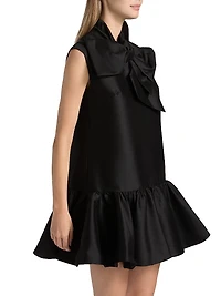 Hypnotic Wool-Silk Tieneck Minidress