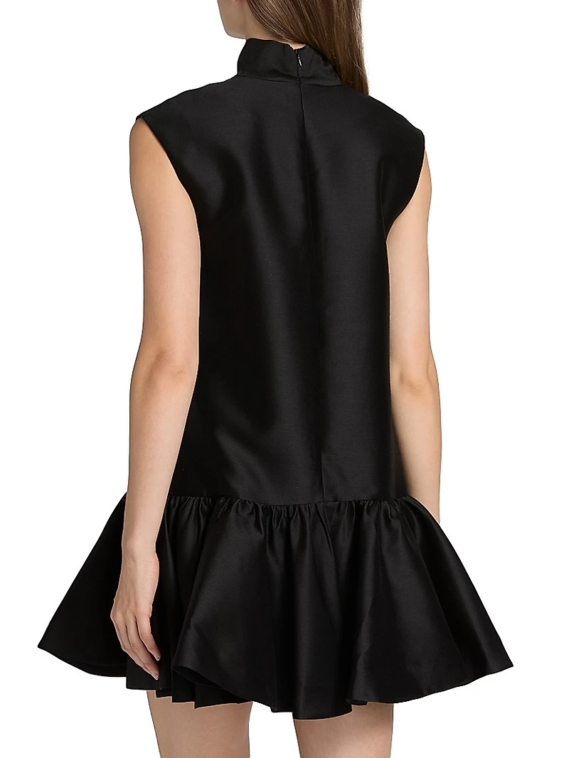 Hypnotic Wool-Silk Tieneck Minidress