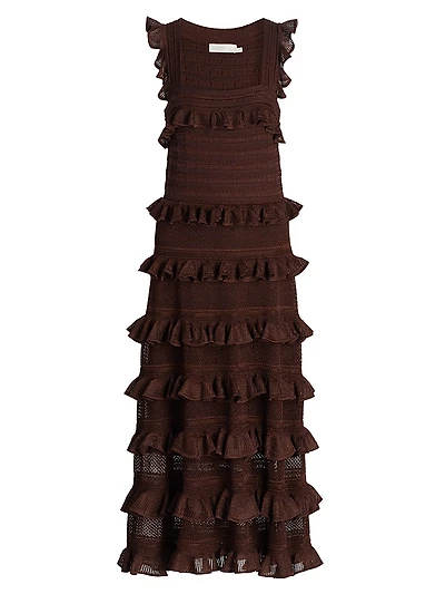 Hypnotic Knitted Lace Frill Maxi Dress