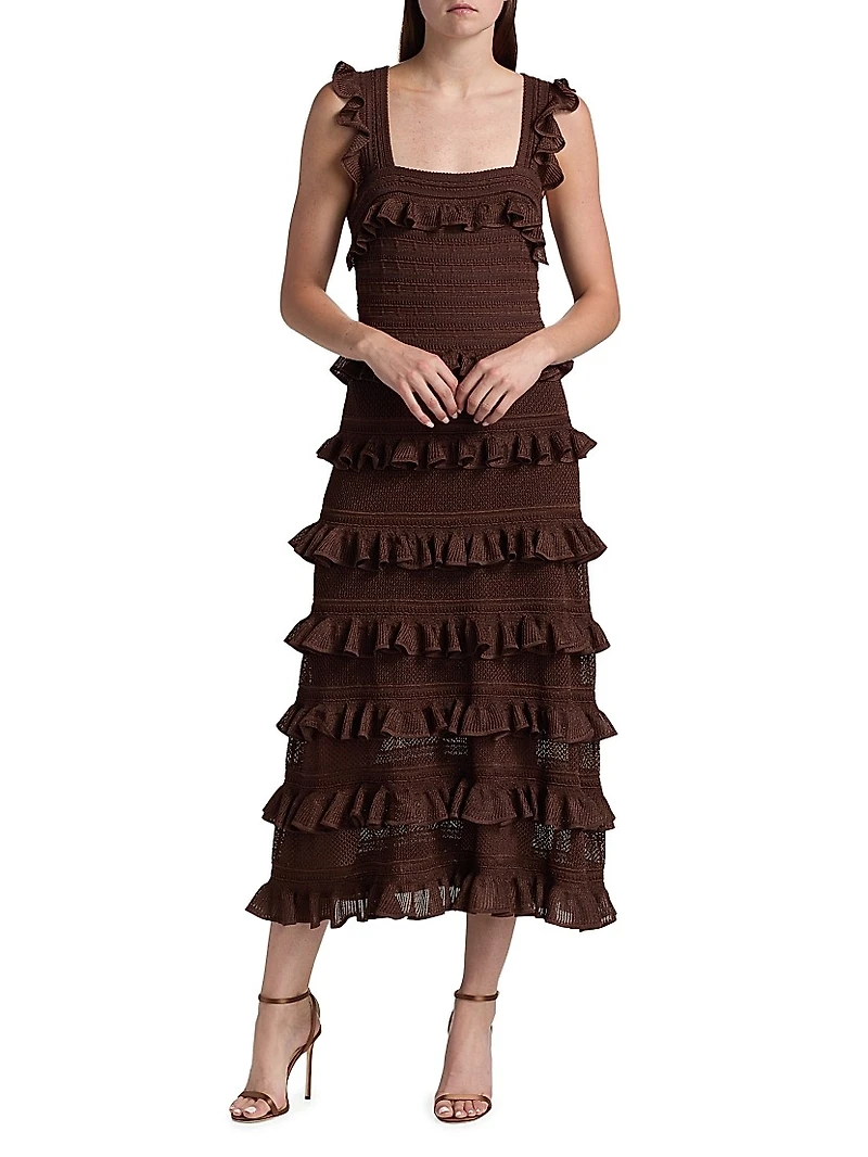 Hypnotic Knitted Lace Frill Maxi Dress