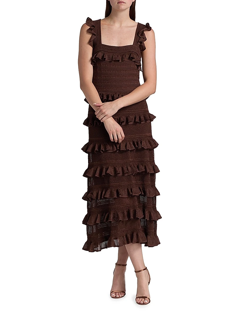 Hypnotic Knitted Lace Frill Maxi Dress