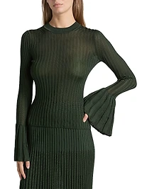 Ribbed Bell-Sleeve Sweater