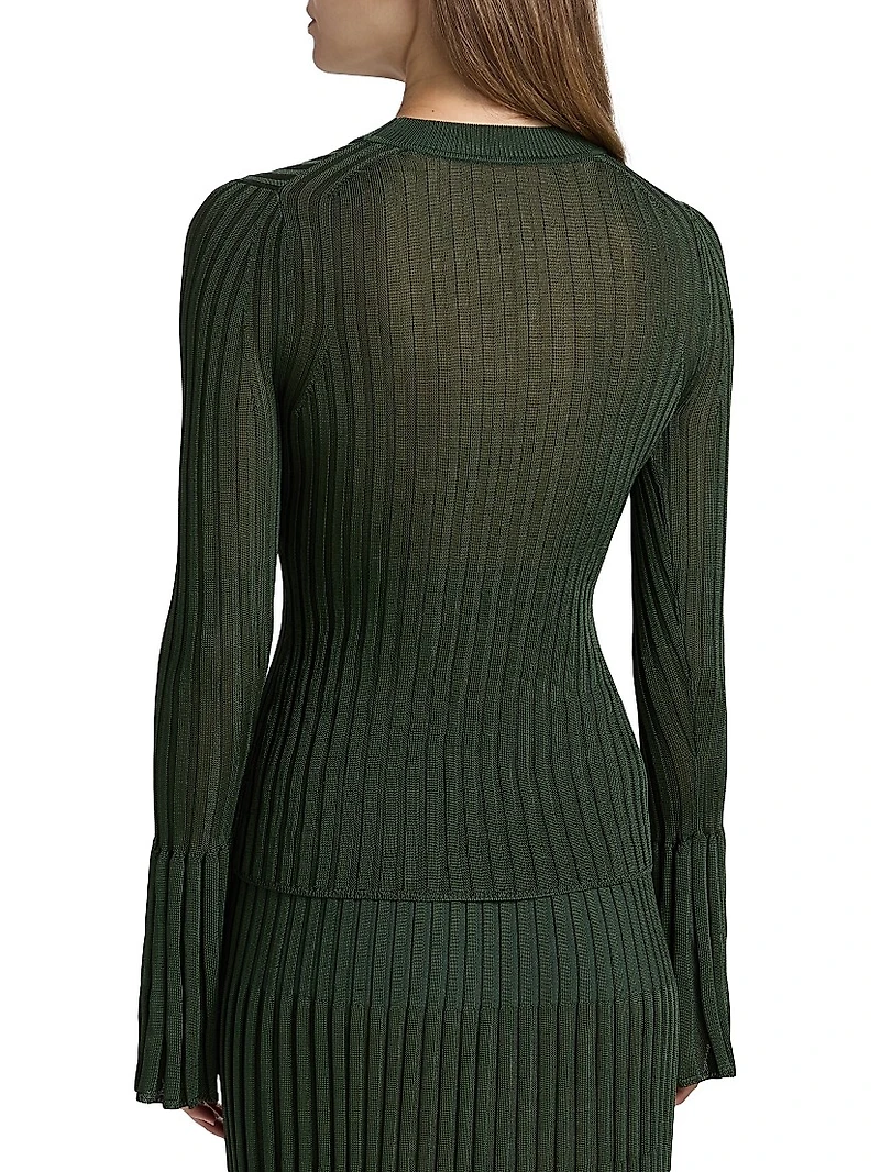 Ribbed Bell-Sleeve Sweater