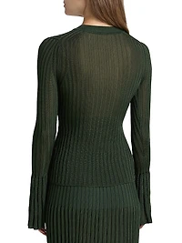 Ribbed Bell-Sleeve Sweater