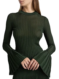 Ribbed Bell-Sleeve Sweater