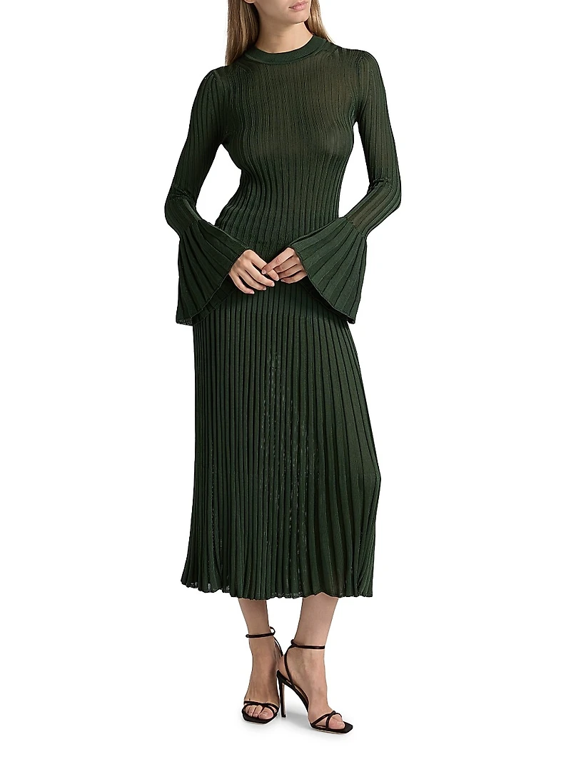 Ribbed Bell-Sleeve Sweater