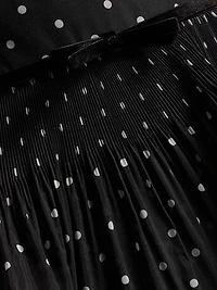 Polka Dot Pleated Tiered Midi-Dress