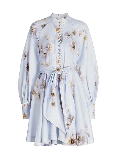 Hypnotic Linen Tie-Waist Minidress