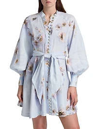 Hypnotic Linen Tie-Waist Minidress