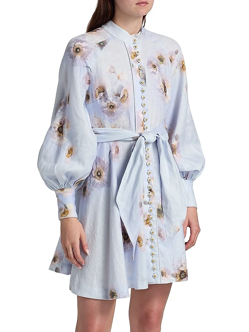 Hypnotic Linen Tie-Waist Minidress