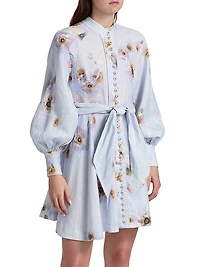 Hypnotic Linen Tie-Waist Minidress