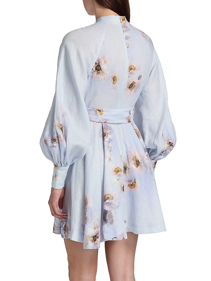 Hypnotic Linen Tie-Waist Minidress