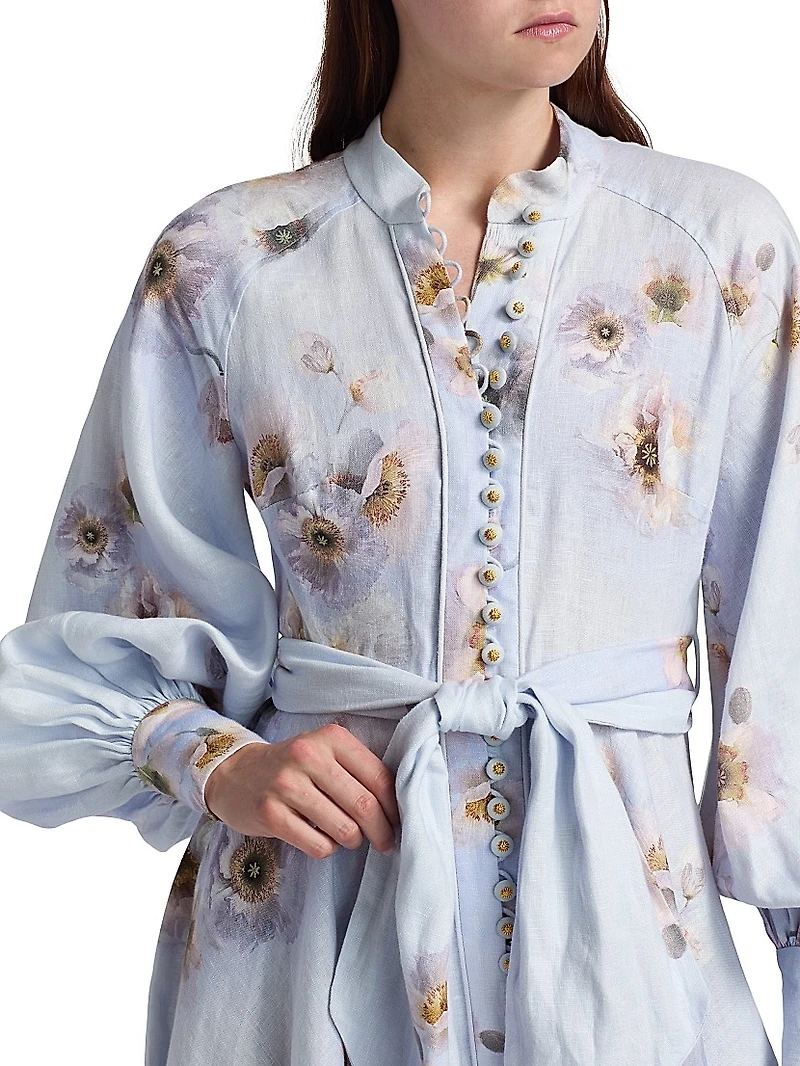 Hypnotic Linen Tie-Waist Minidress