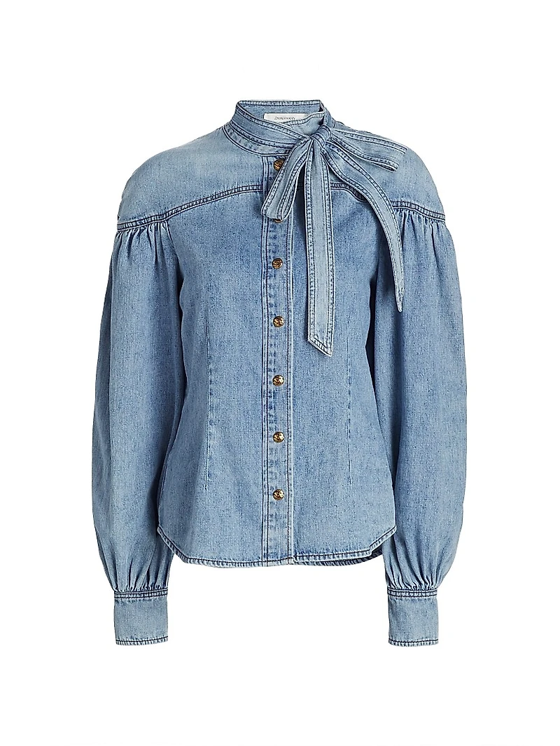 Denim Tieneck Blouse