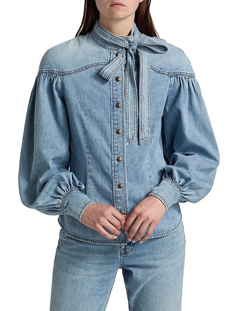 Denim Tieneck Blouse