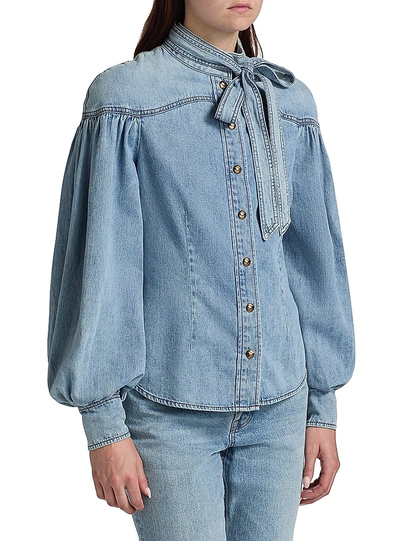 Denim Tieneck Blouse