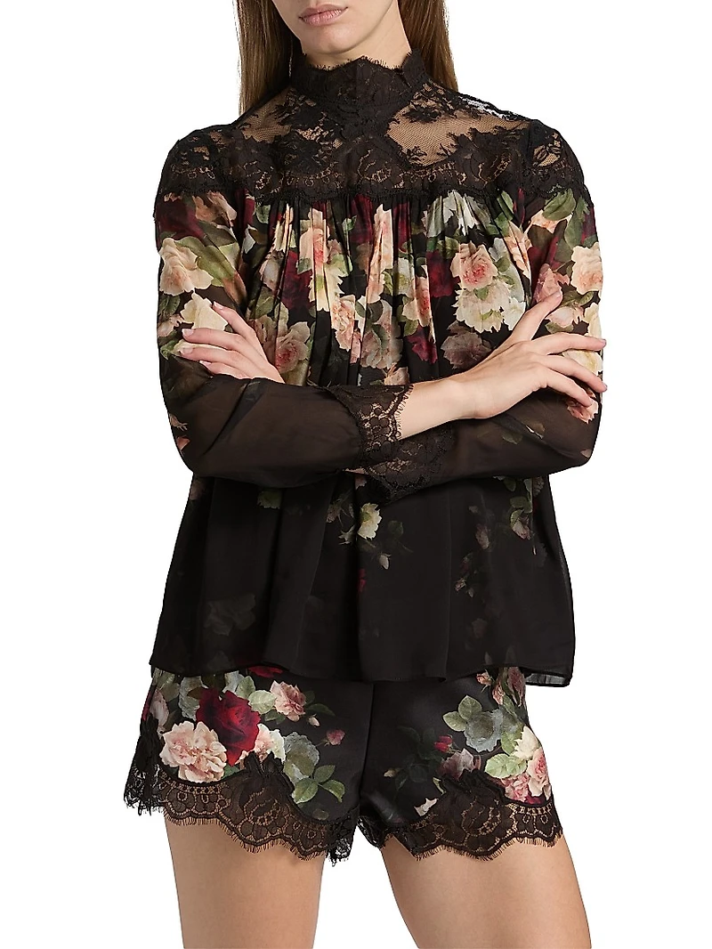 Hypnotic Floral & Lace Blouse