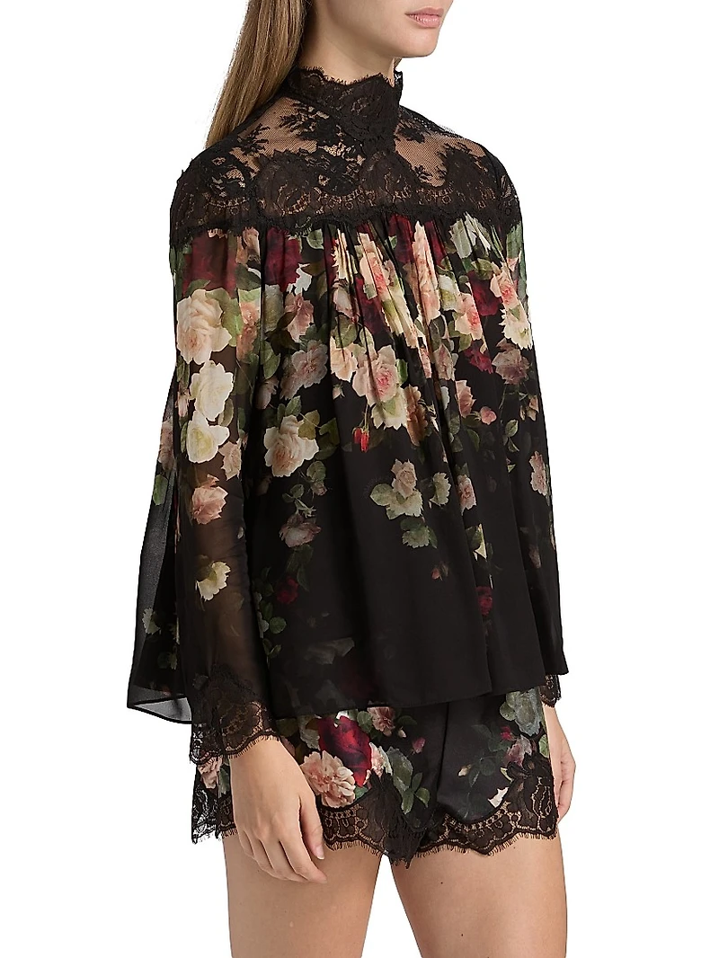 Hypnotic Floral & Lace Blouse