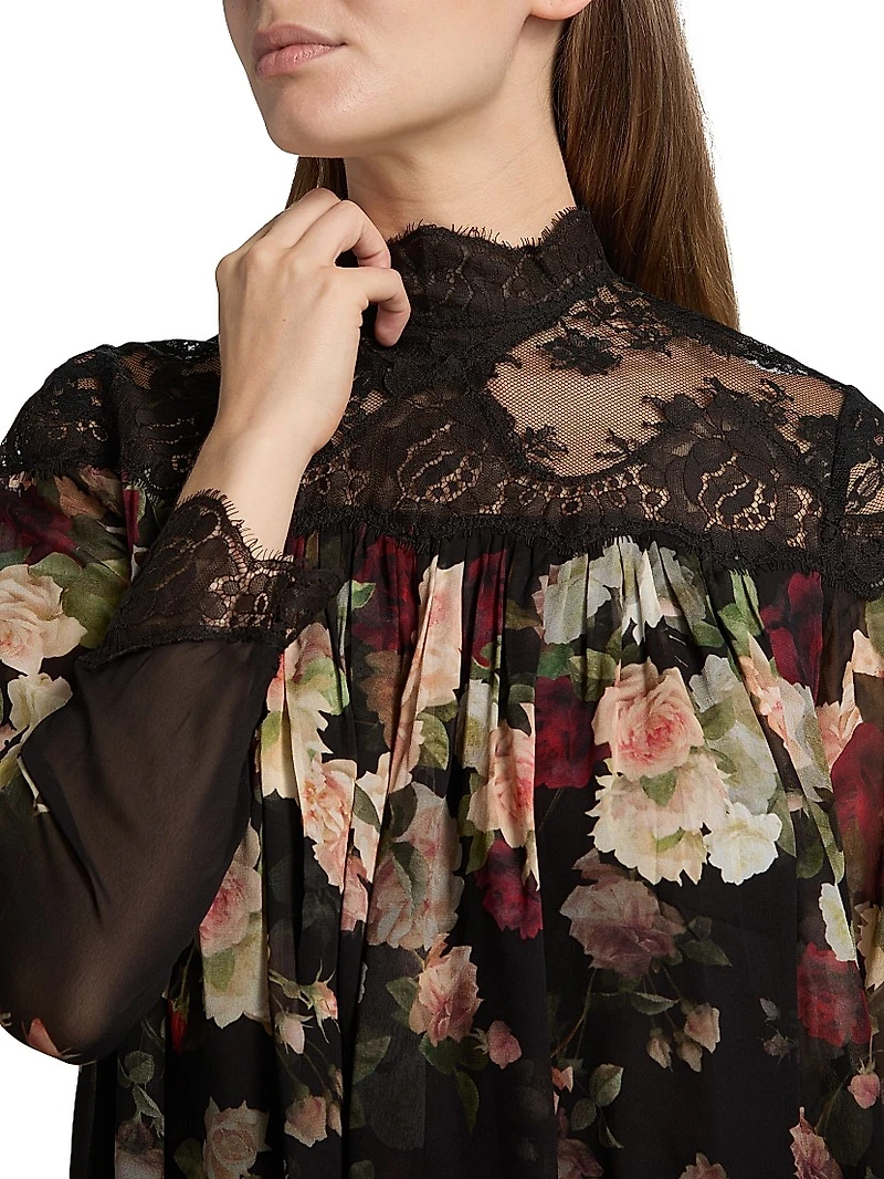 Hypnotic Floral & Lace Blouse