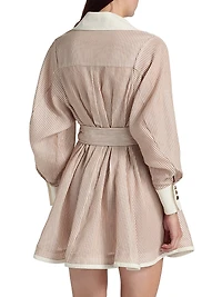 Hypnotic Tuck Striped Poplin Mini Shirtdress