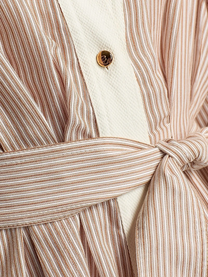 Hypnotic Tuck Striped Poplin Mini Shirtdress