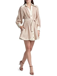 Hypnotic Tuck Striped Poplin Mini Shirtdress