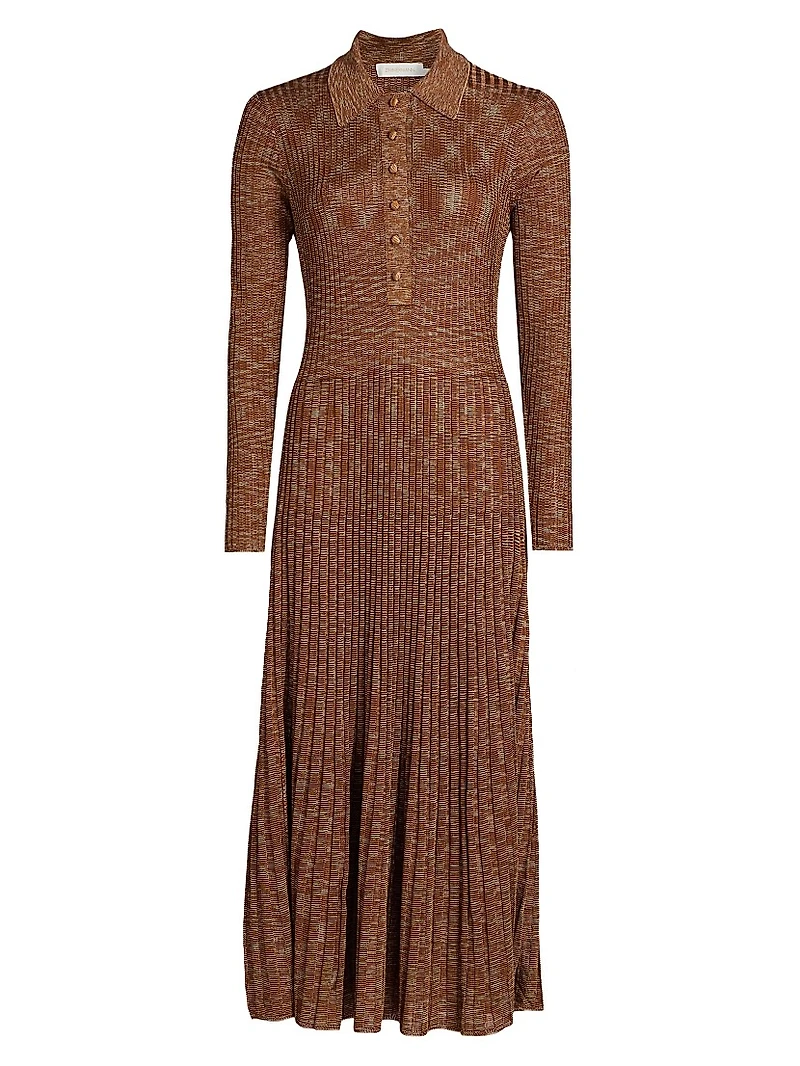 Mouline Rib-Knit Midi-Dress