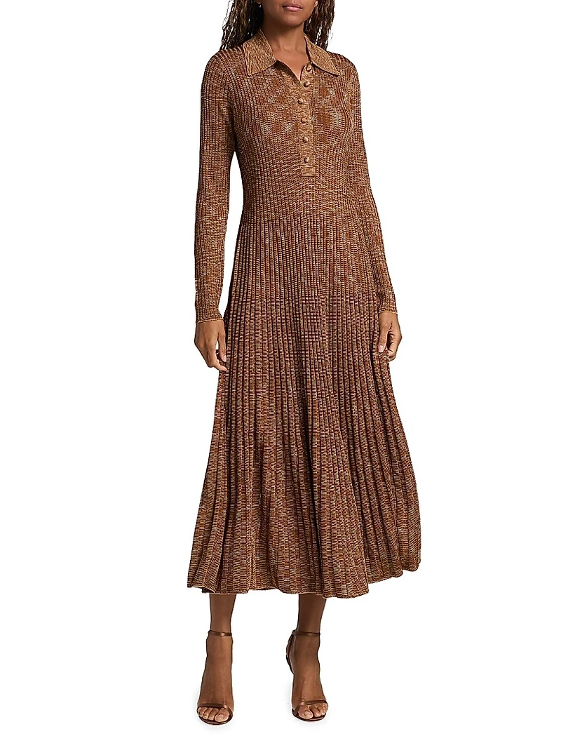 Mouline Rib-Knit Midi-Dress