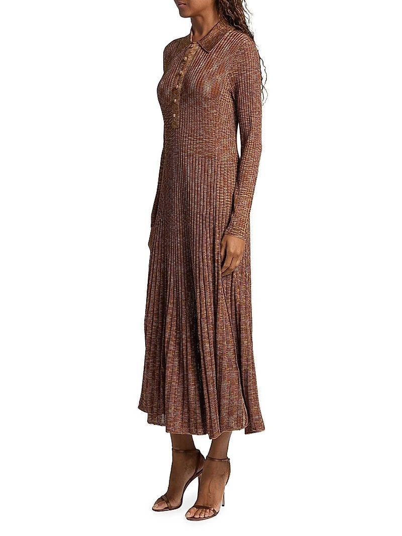 Mouline Rib-Knit Midi-Dress