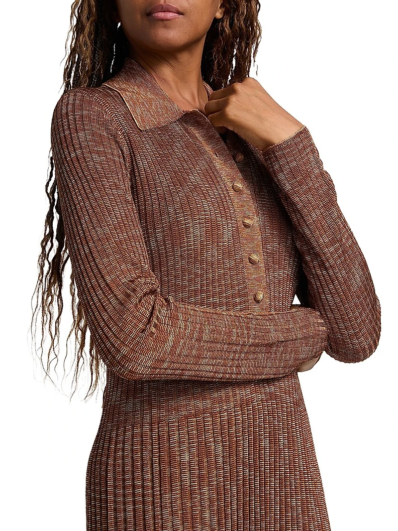 Mouline Rib-Knit Midi-Dress