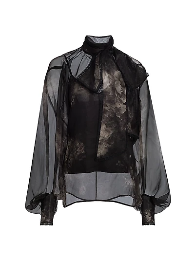Hypnotic Silk Tieneck Blouse