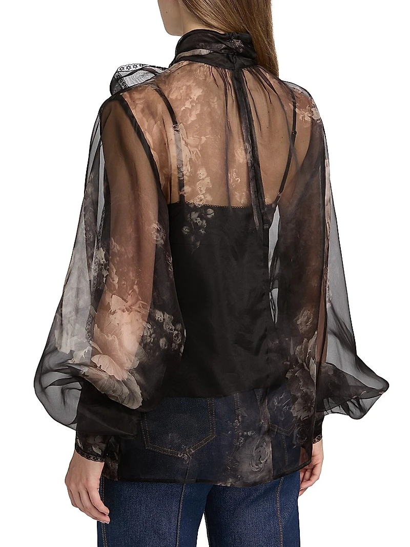 Hypnotic Silk Tieneck Blouse