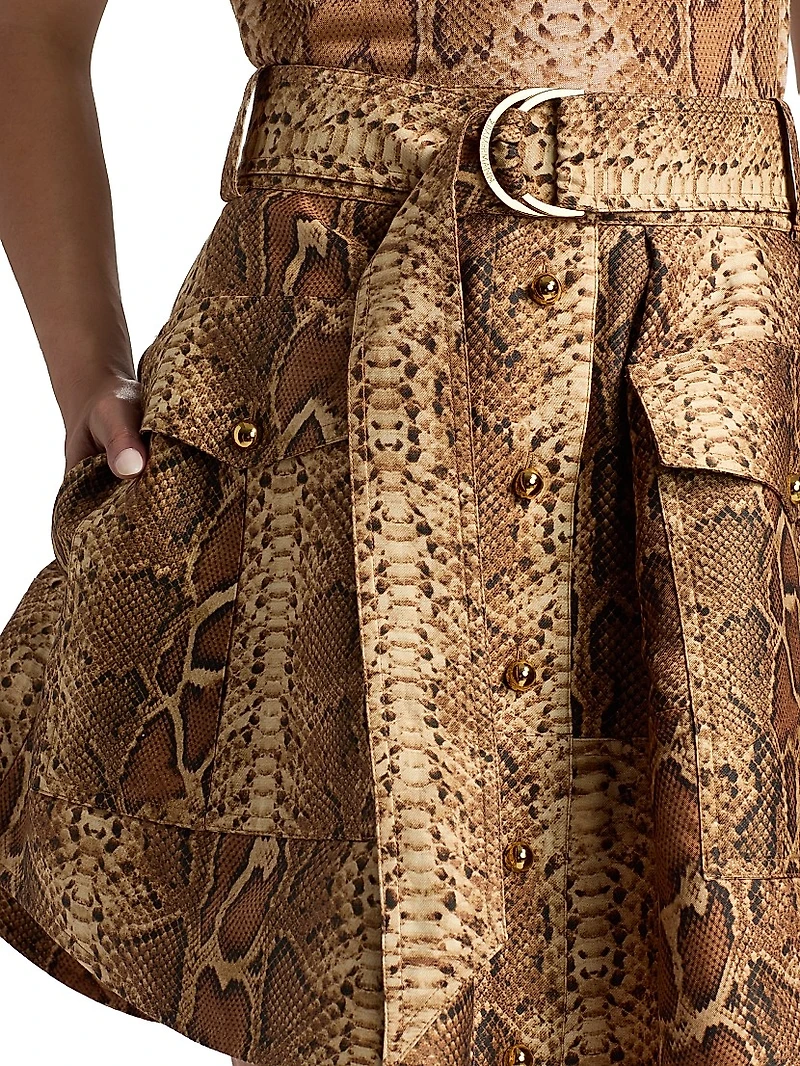 Hypnotic Snake-Print Miniskirt